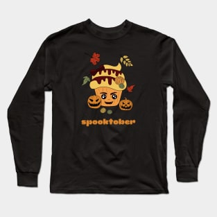 Cute and creepy Halloween pumpkin cup cake - spooktober Long Sleeve T-Shirt